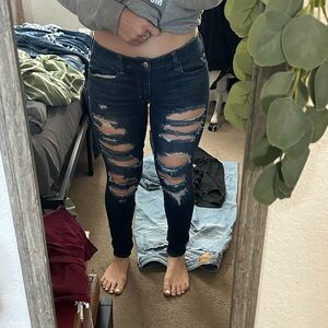 American Eagle Outfitters Blue Skinny Distressed Jeans